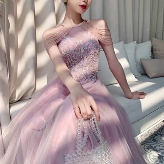 Đầm dự tiệc hai dây dáng dài thời trang sang trọng cho nữ