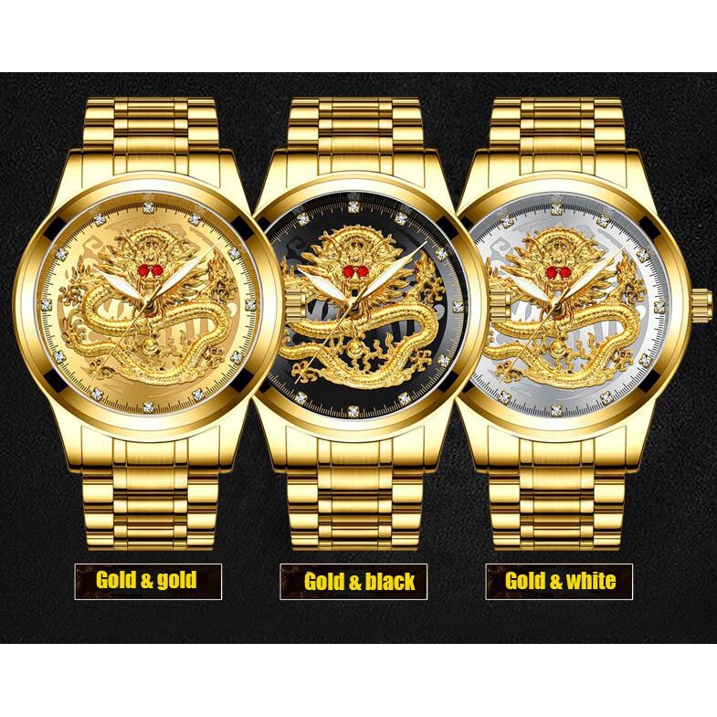 Đồng hồ quartz chống thấm nước mạ vàng kiểu con rồng | BigBuy360 - bigbuy360.vn