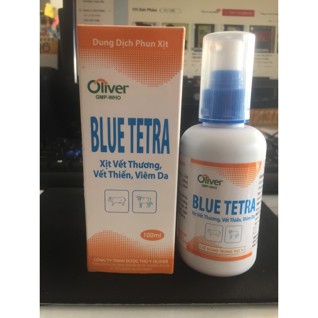 Chai xịt giúp vết thương Blue Tetra mau lành dùng cho gia súc 100ml