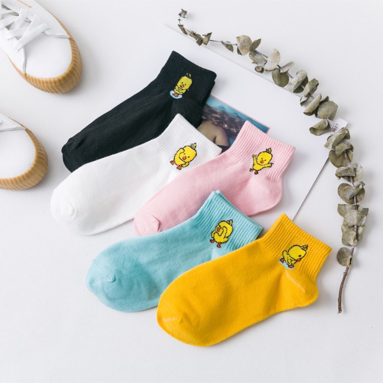 Vớ ngắn cổ vịt vàng, tất cổ thấp hoạt hình nhiều màu nam nữ NEKO