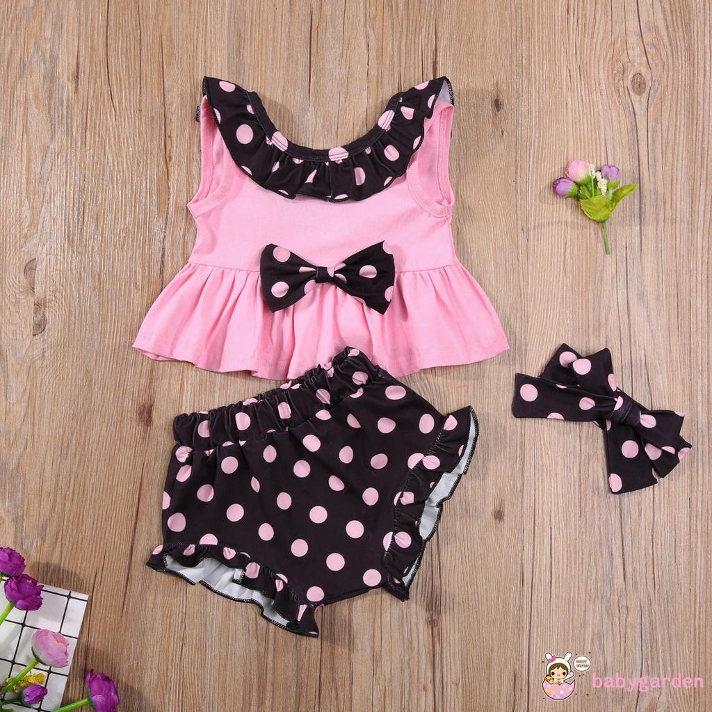 Áo Thun Không Tay Kèm Quần Short Màu Đỏ / Hồng Cho Bé Gái