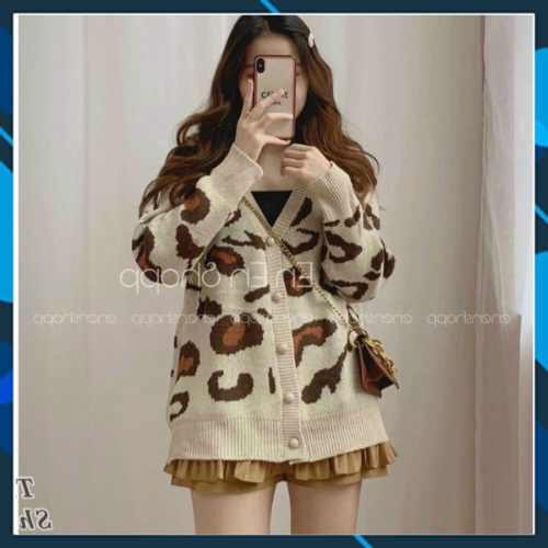 Áo khoác nữ cardigan len Hàn Quốc ulzzang họa tiết báo trẻ trung
