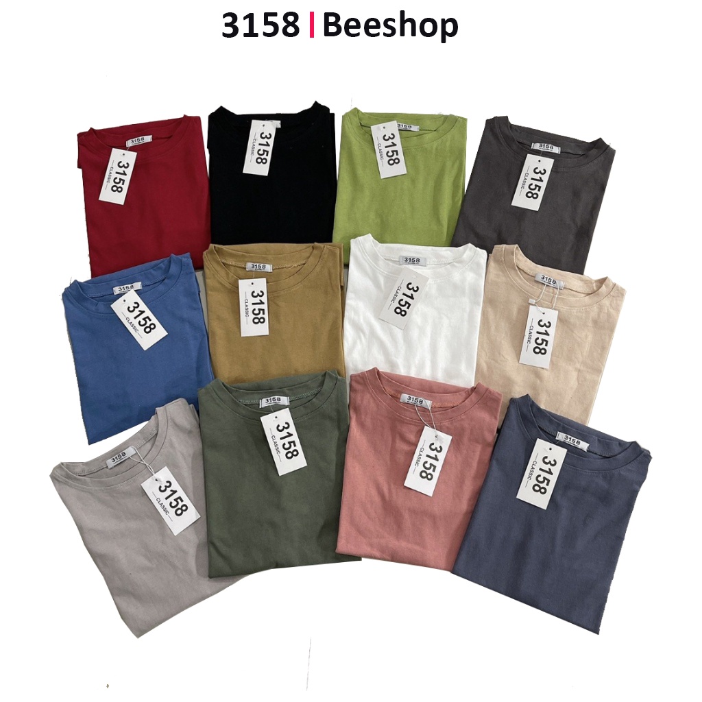 Áo thun trơn 3158 chất thun khô. Áo phông Basic cho nam nữ, tay lỡ dáng rộng. 3158T