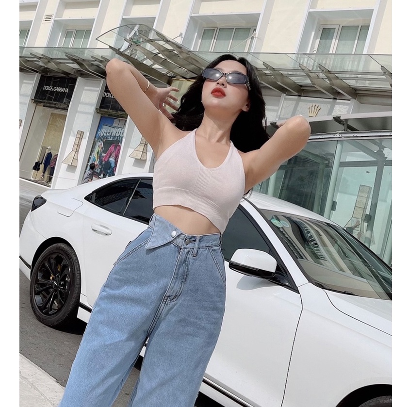 [ VIDEO HÌNH THẬT CUỐI, NHIỀU MÀU ] QUẦN JEANS ỐNG RỘNG NỮ LƯNG CAO TAI TAM GIÁC MÀU XANH ĐẬM, XANH NHẠT FORM DÀI RỘNG