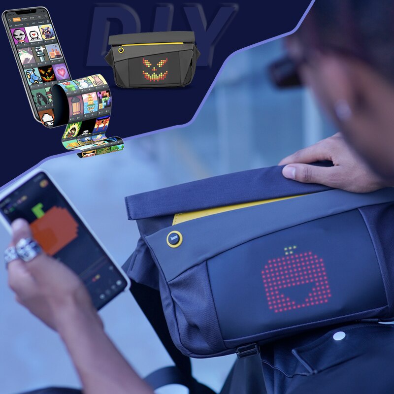 DIVOOM Pixoo Slingbag-V Túi đeo chéo hiển thị màn hình LED, có thể đựng laptop/ipad 11 inch