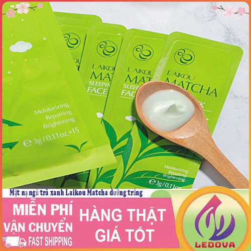 Mặt Nạ Ngủ Trà Xanh Laikou Matcha Dưỡng Trắng, Giữ Ẩm, Ngăn Mụn - Sleeping Face Mask