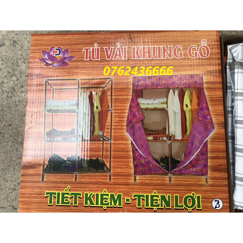 [ Bảo hành 24 tháng ] Tủ vải khung gỗ 2 buồng Việt Nam