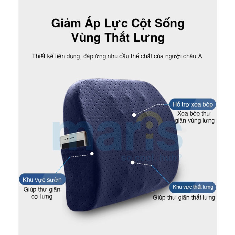 Gối Tựa Lưng Ghế Văn Phòng Cao Su Non MARIS Mr - 401 Công Thái Học Dày 10 Cm Chống Đau Mỏi Thắt Lưng Size 43x39x16 Cm
