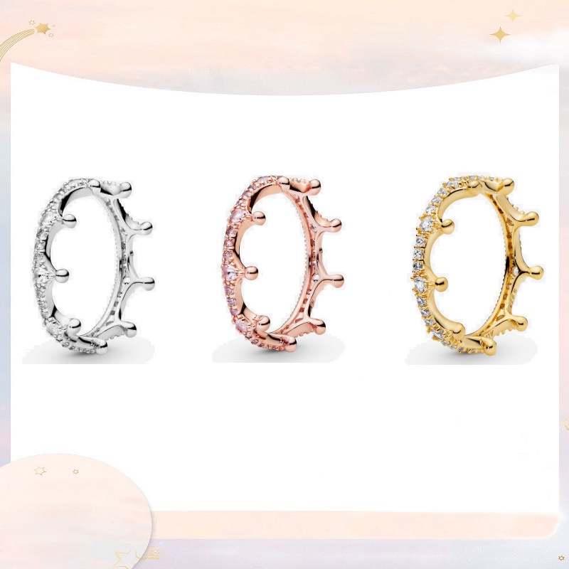 Nhẫn Mạ Bạc 925s Hình Vương Miện Đính Đá Lấp Lánh
