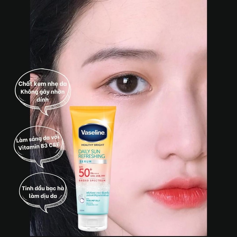 01 Tuýp Sữa Dưỡng Thể VASELINE Chống Nắng Daily Sun Refreshing SPF50+ Thái Lan 170ml