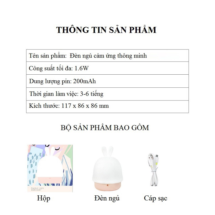 Đèn Ngủ Cảm Ứng ❤️FREESHIP❤️ Đèn Ngủ Silicon Siêu Dễ Thương Cho Bé Phiên Bản Cute - Thích Hợp Để Làm Quà Tặng
