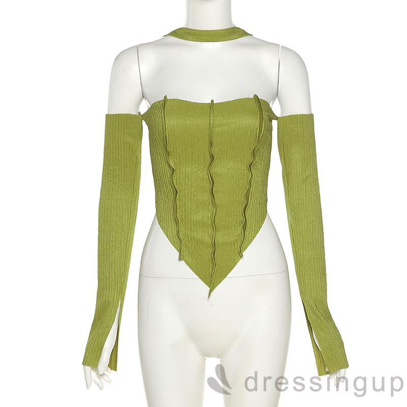 Áo Thun Tay Dài Trễ Vai Màu Sắc Đơn Giản Dành Cho Nữ