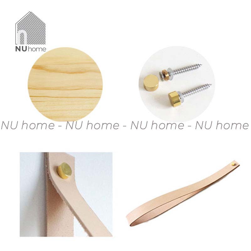 nuhome.vn | Kệ treo tường đơn giản, kệ dây treo bằng da decor trang trí độc đáo