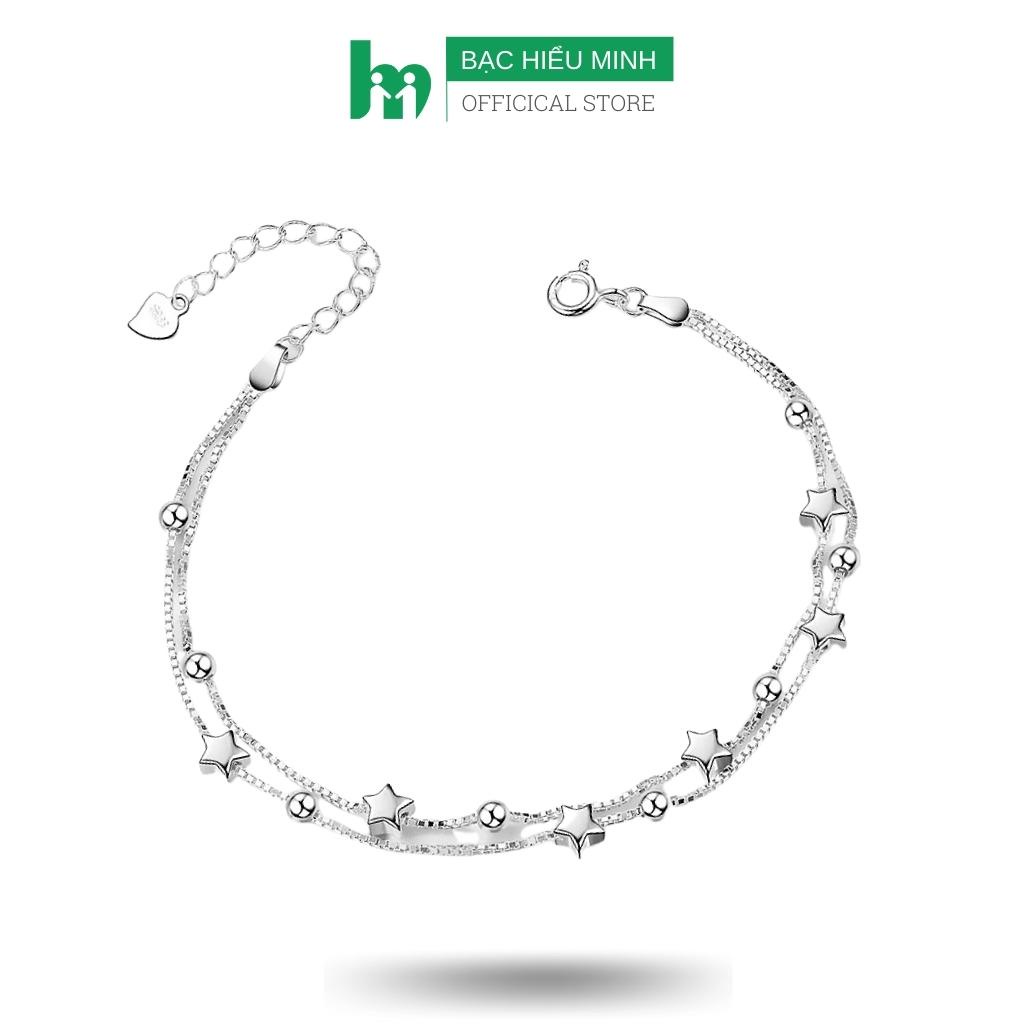 Lắc Chân Nữ Bạc Ý Ngôi Sao Kép Nữ Tính Nhẹ Nhàng BẠC HIỂU MINH LC134