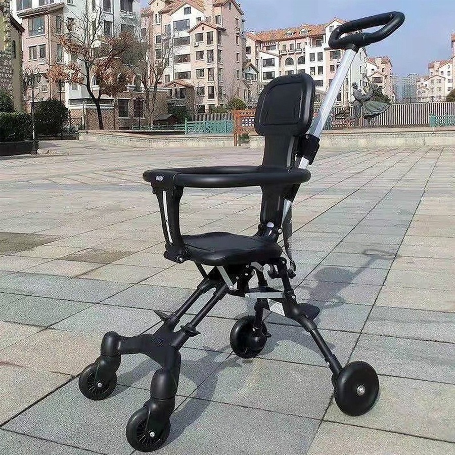 Xe đẩy gấp gọn đảo chiều màu ghi đen