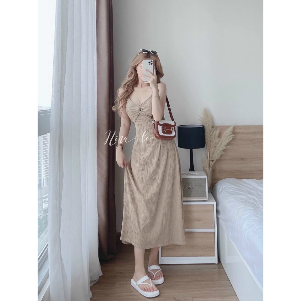 Váy đầm nữ hai dây xoắn ngực dáng dài gợi cảm có nhiều màu để lựa chọn