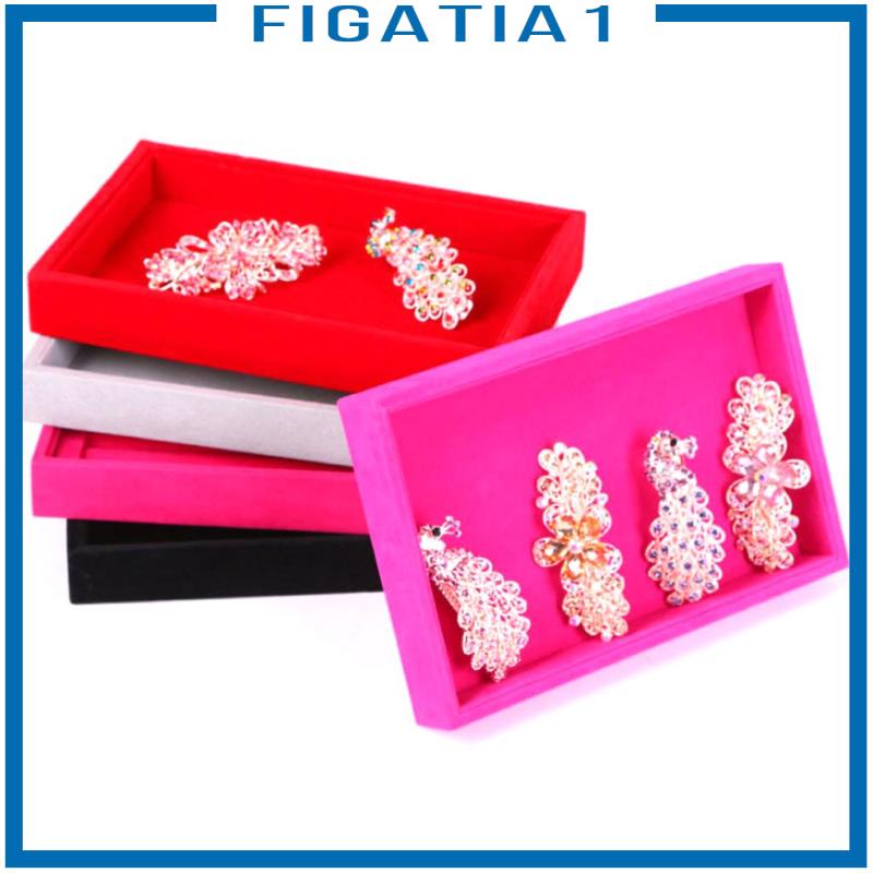 [figatia1] Khay Đựng Trang Sức / Đồng Hồ / Trang Sức Bằng Nhung Màu Đen