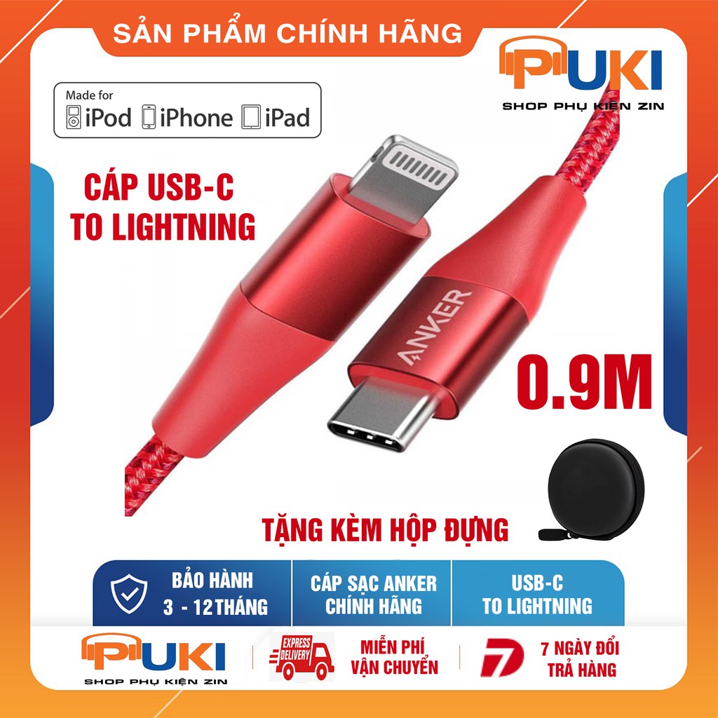 Cáp Sạc iPhone Anker Powerline+ II USB-C To Lightning 1.8M Chính Hãng Bọc Dù 2019