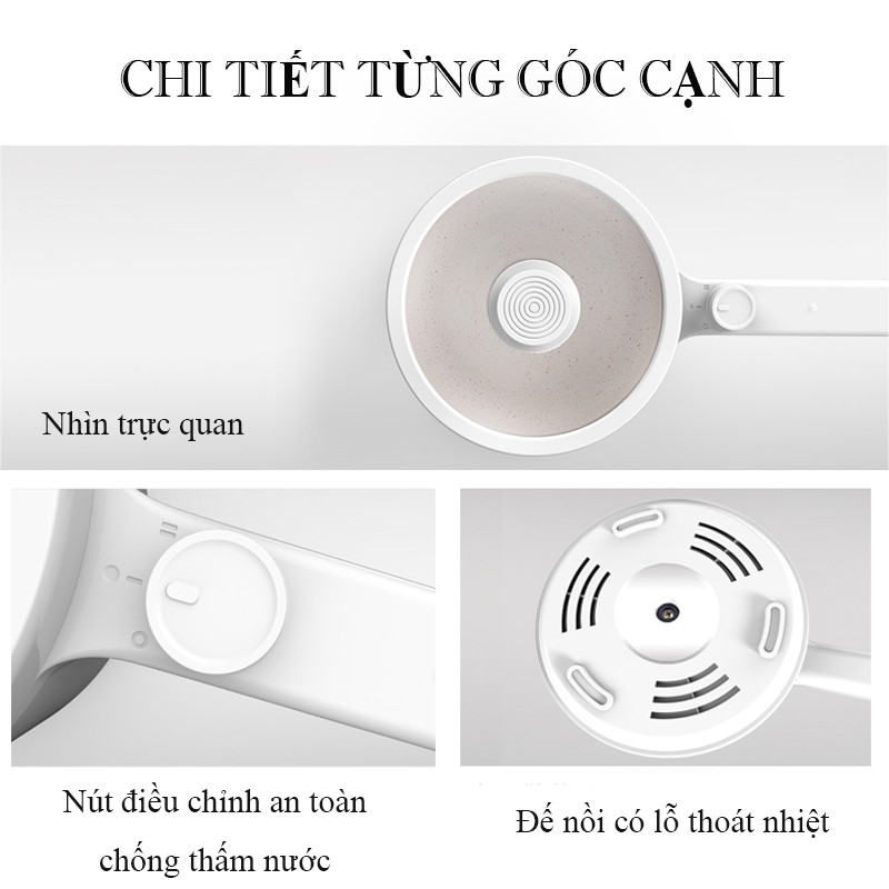 Nồi Nấu Mì Nồi Điện Mini Nồi Lẩu Điện Chảo Chống Dính Đa Năng Dung Tích 1.5L Công Suất 600W 2 Chế Độ