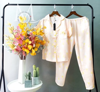 Pyjamas tay ngắn lụa satin Mai Ngô