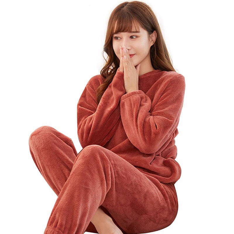Bộ đồ ngủ lông, Quần bông nỉ giữ nhiệt bo gấu mặc nhà siêu ấm hàng chuẩn D' studio
