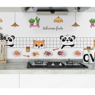 1m dài decal dán bếp tráng nhôm cách nhiệt 60cm cao GẤU PANDA