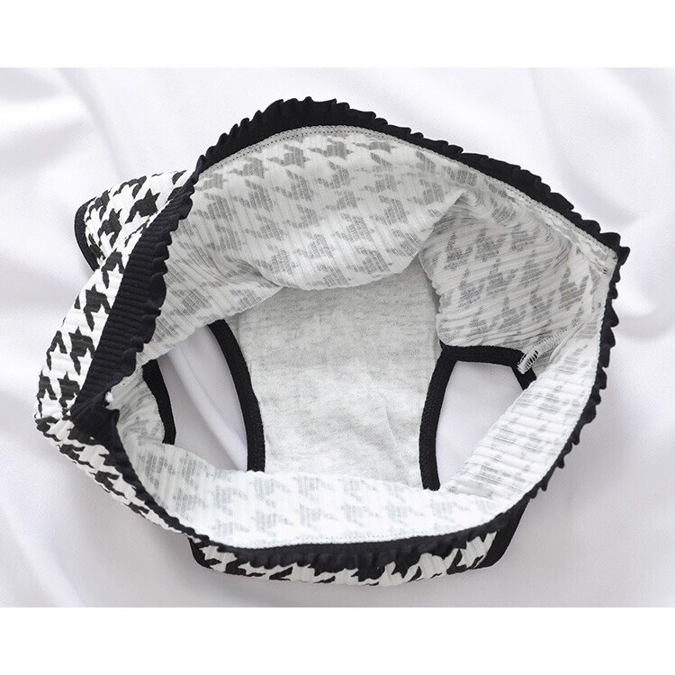 Combo 5 Quần Lót Nữ Cotton Co Giãn Họa Tiết Đen Trắng Kẻ Caro Siêu Xinh
