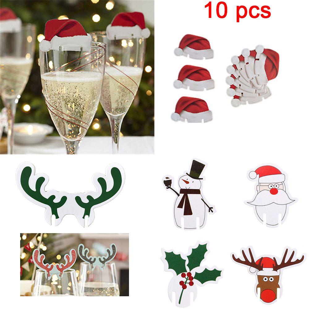 Bộ 10 Nón Giáng Sinh Trang Trí Ly Rượu