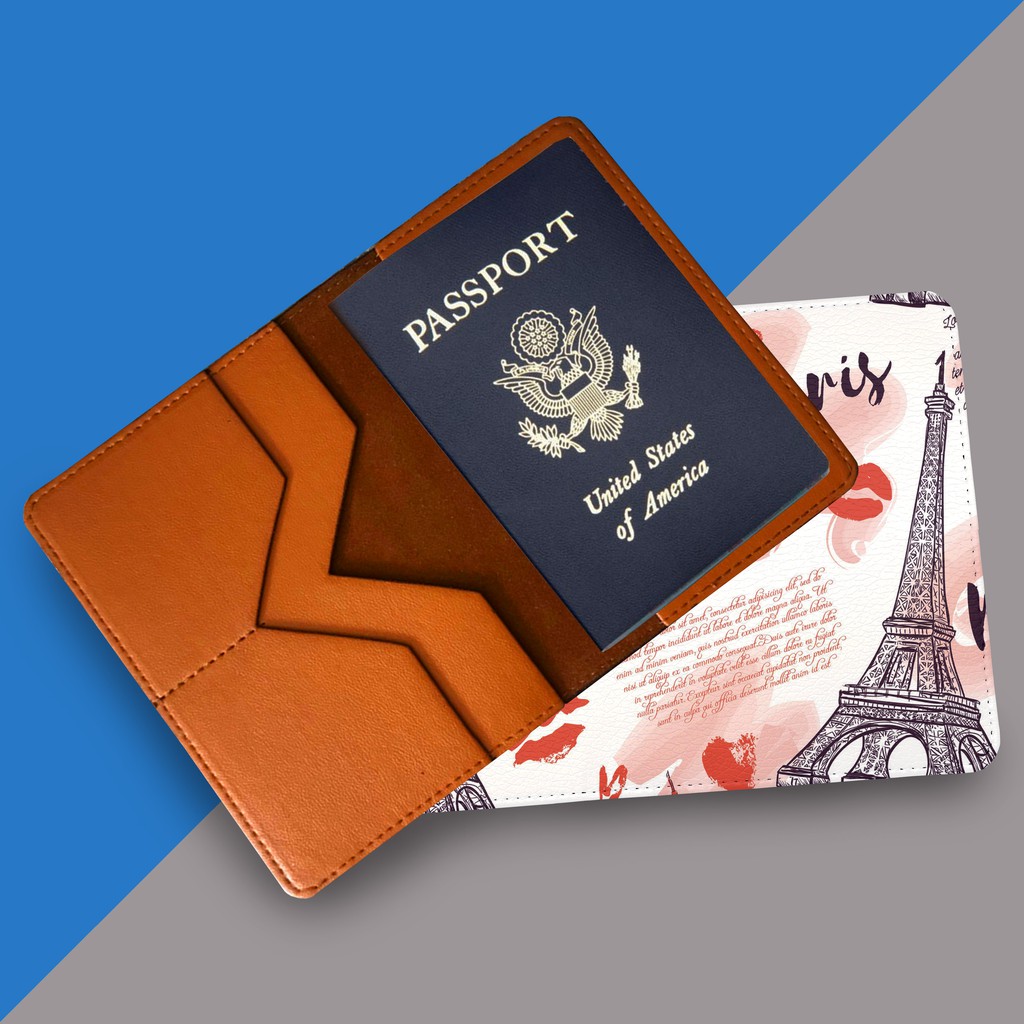 Ví Đựng Hộ Chiếu THÁP EIFFEL Siêu Đẹp - Bao Da Passport Du Lịch Độc Đáo - Passport Cover Holder EIFFEL TOWER - LT029