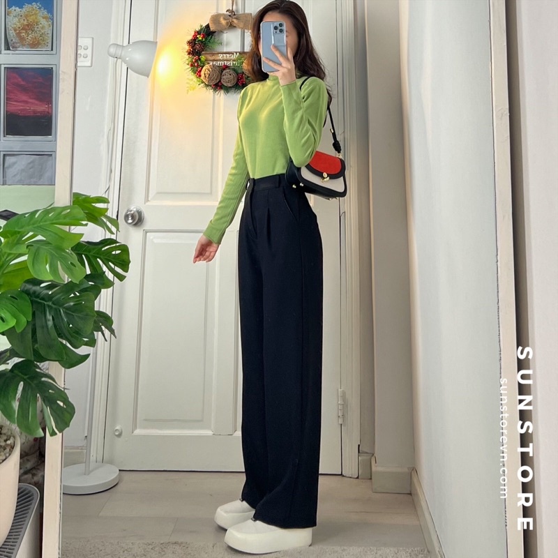 [Mã FAMARAL1 giảm 10K đơn 50K] Quần culottes ống rộng suông dài chất rũ cao cấp lưng cao cài nút Spant 2