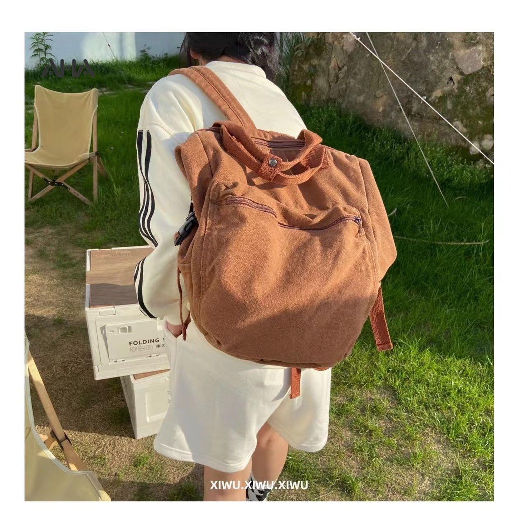 Balo AHA OFFICIAL vải canvas đơn giản phong cách cổ điển dành cho nữ