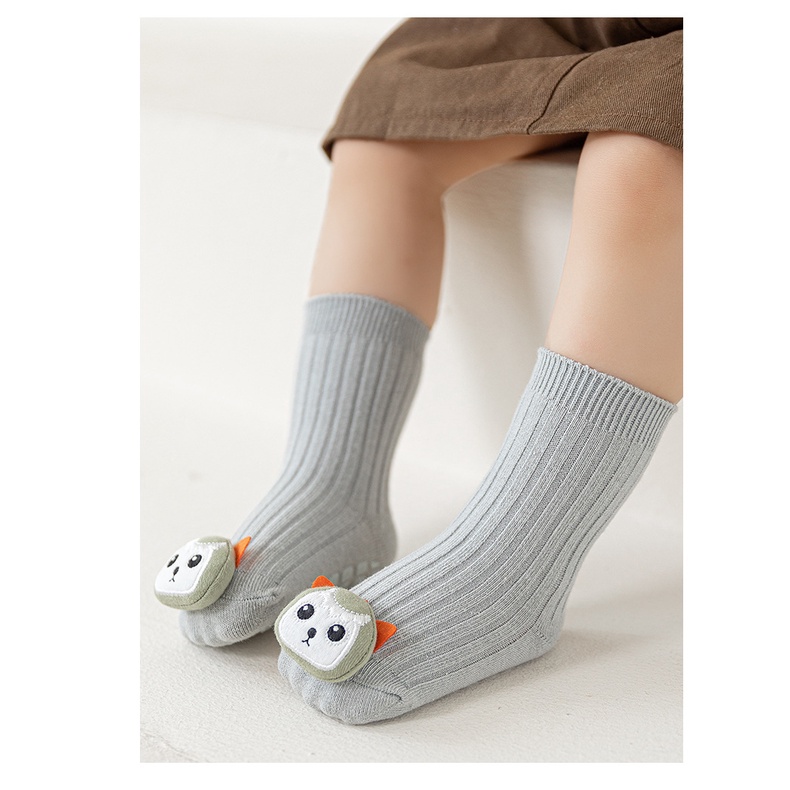 Vớ Cotton Chống Trượt Dáng Rộng In Họa Tiết Động Vật Phong Cách Hàn Quốc Xinh Xắn Cho Bé 0-3 Tuổi