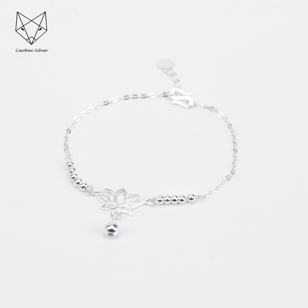 Lắc Tay Lắc Chân Bạc Ta Cho Nữ CaoBac Jewellery Hoạ Tiết Hoa Mix Bi Thanh Lịch Làm Quà Tặng