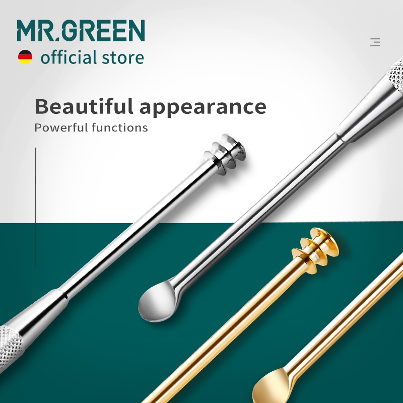 Cây lấy ráy tai MR. GREEN ba vòng thép không gỉ màu bạc chăm sóc vệ sinh tai