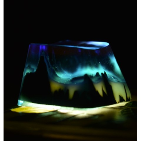 Phím Cơ Xuyên LED, Keycap trong suốt 3D, Phím Artisan Tinh Vân Lung Linh, Huyền Ảo