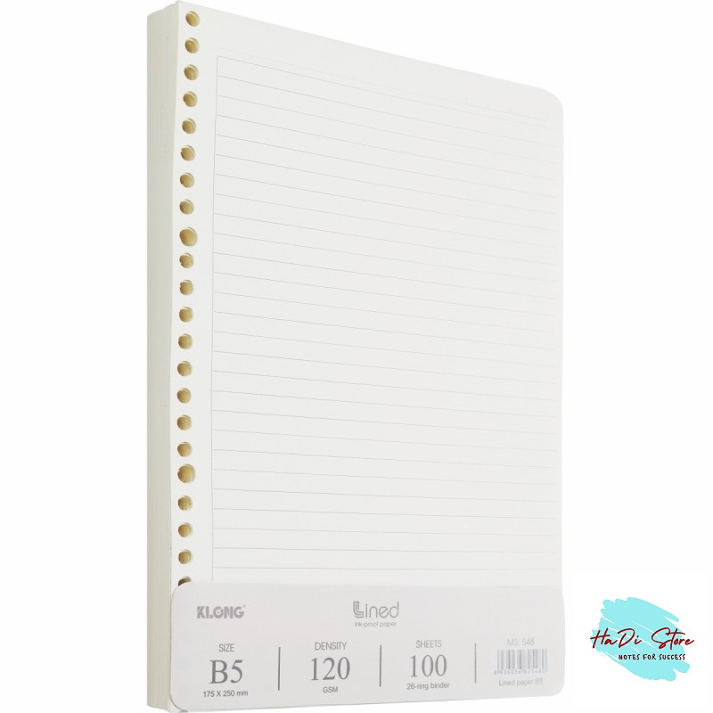 KLONG Ruột sổ LINE kẹp còng size B5 - 100 tờ