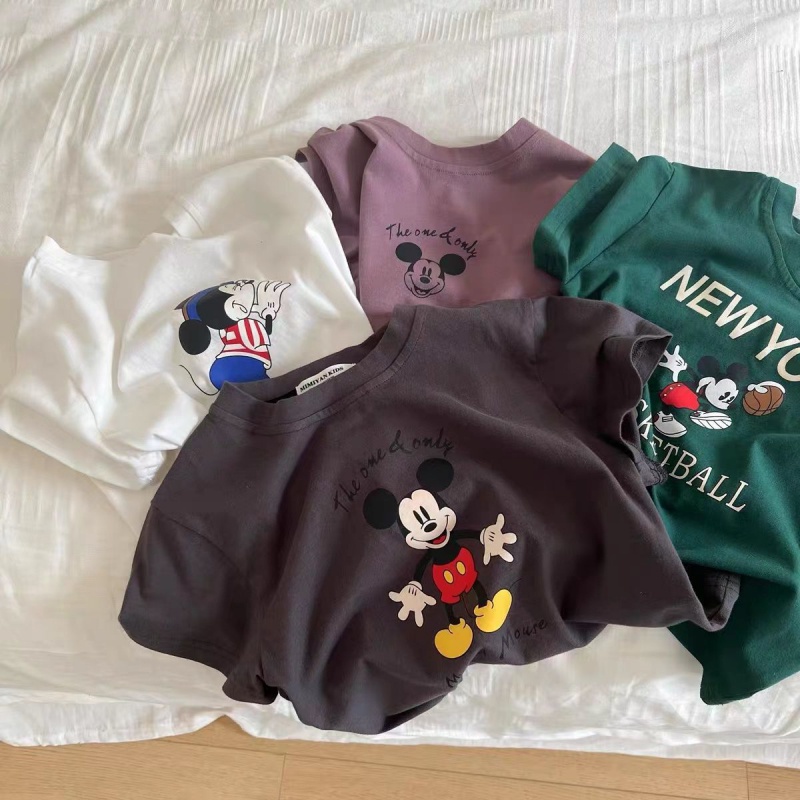 Áo Thun Tay Ngắn Cổ Tròn In Họa Tiết Hoạt Hình Phong Cách Phương Tây Thời Trang Mùa Hè Cho Bé Trai Và Gái