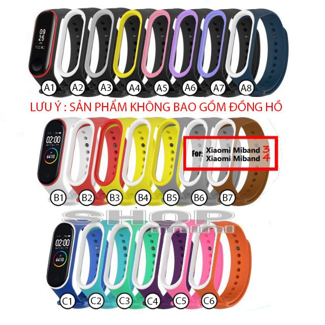 Dây Đeo Thay Thế Xiaomi Miband 3 Miband 4 viền màu