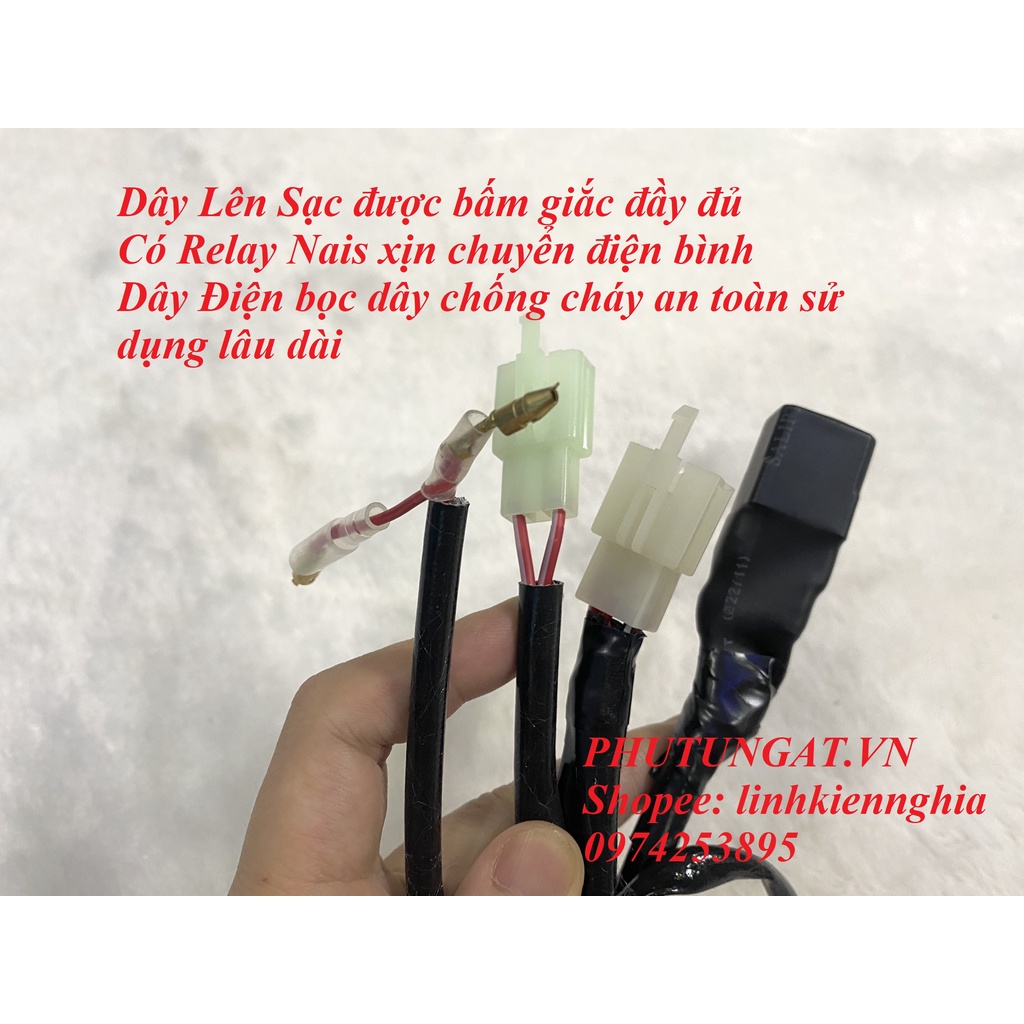 Bộ dây lên Sạc ATILA cho xe Sirius bấm sẵn dây như hình
