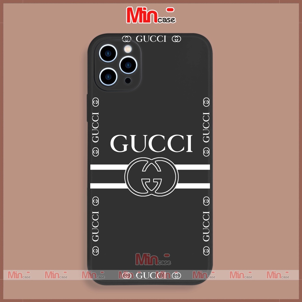 Ốp lưng điện thoại iPhone Gucci cạnh viền vuông silicon dẻo cho ip 6/6s/7/8/X/XS/XR/11/12/13/14 Pro Plus Max Mincase