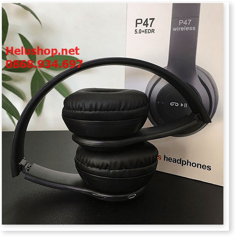 Tai nghe bluetooth không dây chụp tai P47 cho điện thoại iphone,samsung,sony…giá rẻ - Có mic,khe cắm thẻ nhớ,FM