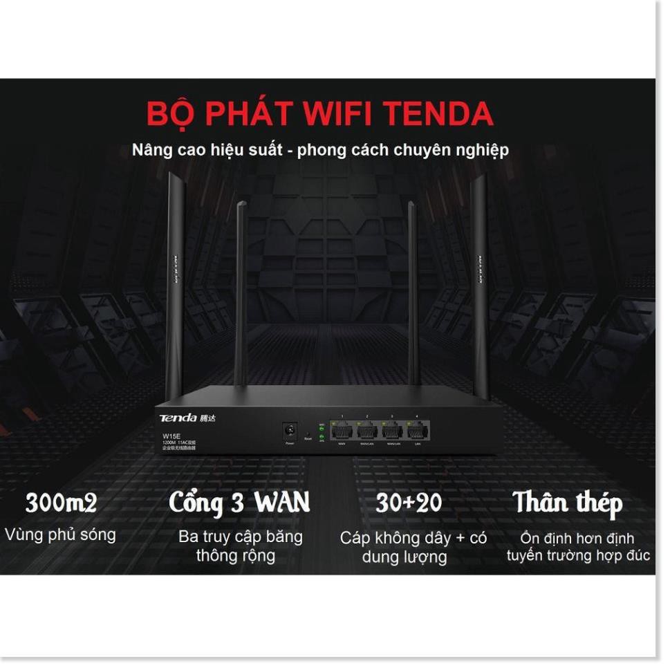 ( Xả kho sập sàn) Bộ Phát WIFI Tenda W15e Ac1200mps Mạng Doanh Nghiệp 50 User  - bảo hành uy tín [SALE LỚN]
