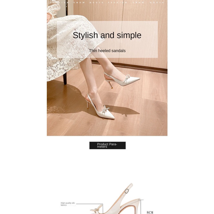 Giày Cao Gót Mũi Nhọn Đính Đá Thời Trang Sang Trọng Cho Nữ