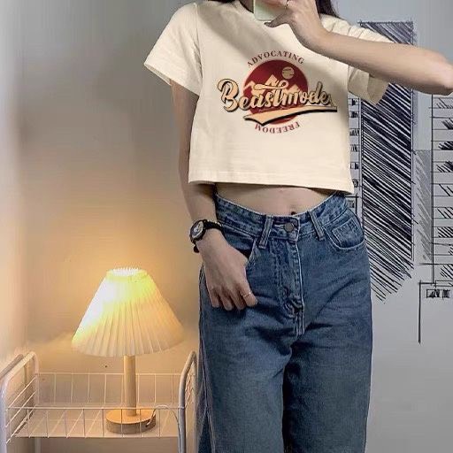 Áo Thun Croptop cotton 100% In Hình Siêu Đẹp Dưới 50 kg