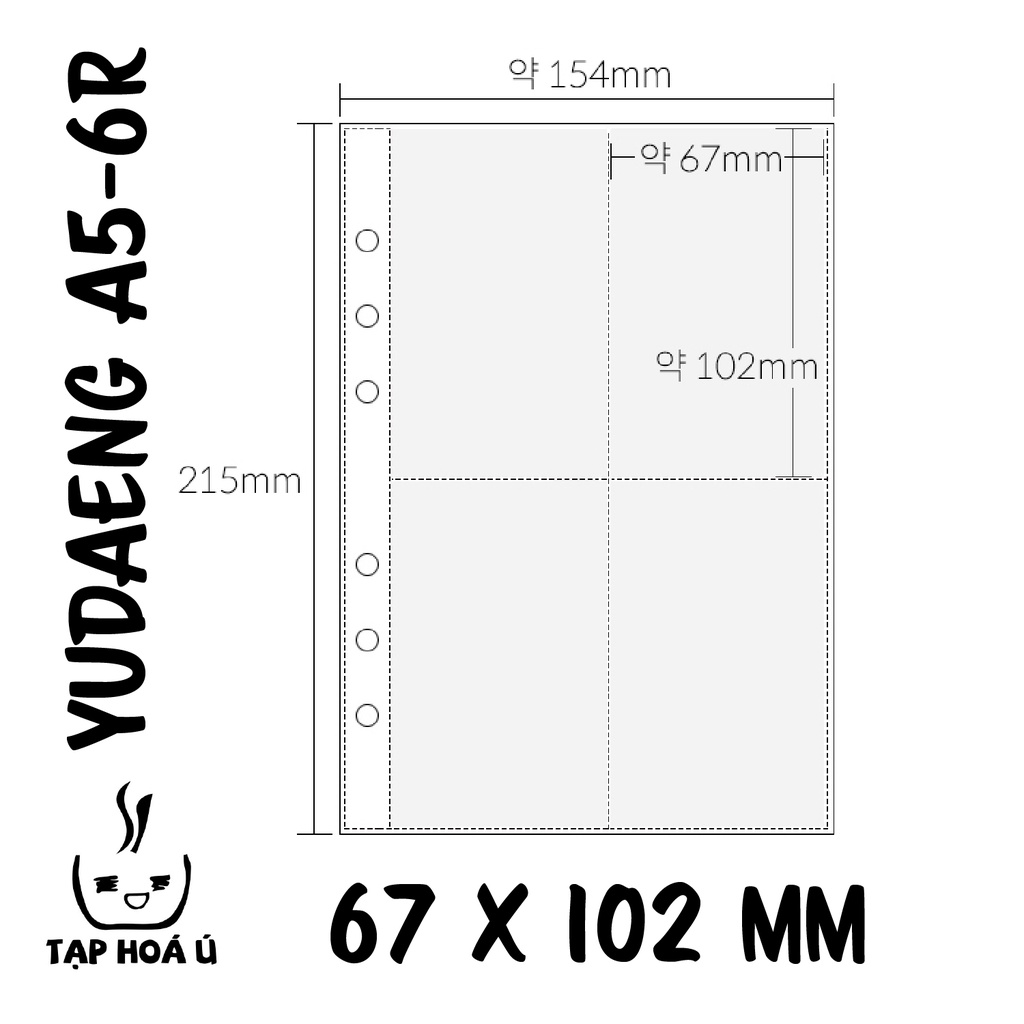 SHEET YUDAENG CHO BÌA A5 (6 CÒNG) - LOẠI 4 Ô - 1 MẶT