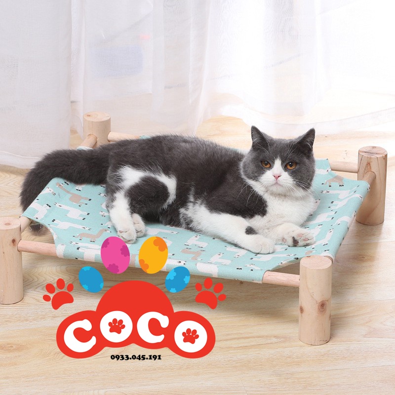 Giường Võng Nằm Cho Chó Mèo - Võng Nằm Chân Gỗ Cho Mèo