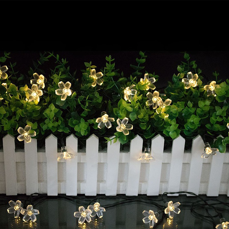 Dây đèn LED trang trí hoa anh đào 7M-50b / 12M-100b 1 sử dụng Năng lượng Mặt trời, trang trí ban công chung cư, sân vườn