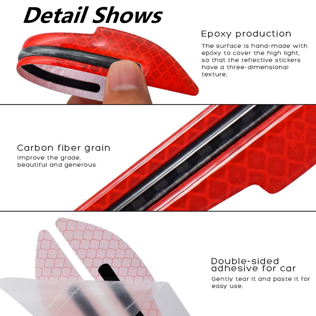2 Miếng dán phản quang 5D bằng sợi carbon cảnh báo an toàn cho xe hơi An Toàn Cho Máy dán phản quang cảnh báo gắn kính chiếu hậu xe hơi