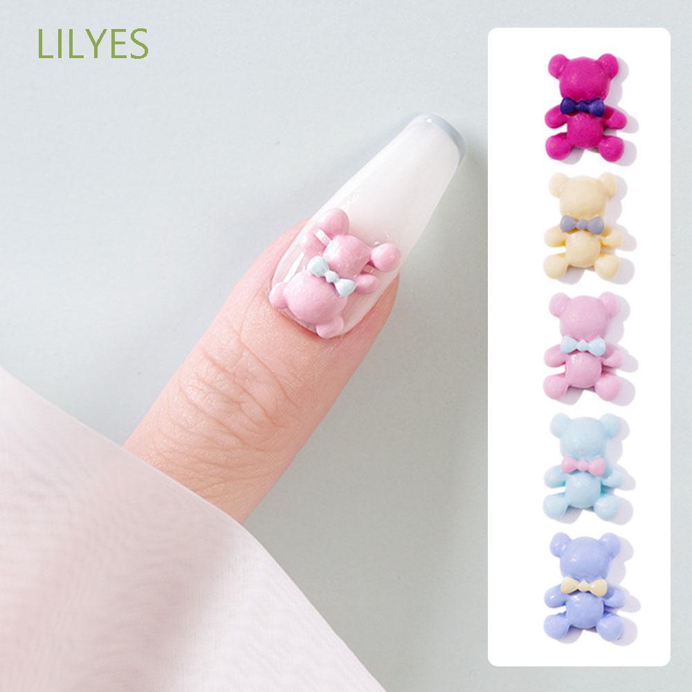 [Hàng mới về] Set 10 phụ kiện đính trang trí móng tay nghệ thuật hình gấu hoạt hình 3D nhiều màu sắc tùy chọn đáng yêu