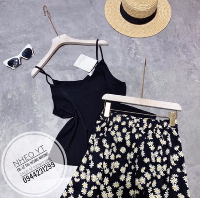 [ Mã FAMAYWA2 giảm 10K đơn 50K] Set chân váy hoa nhí phối áo hai dây voan lụa nhiều màu | BigBuy360 - bigbuy360.vn